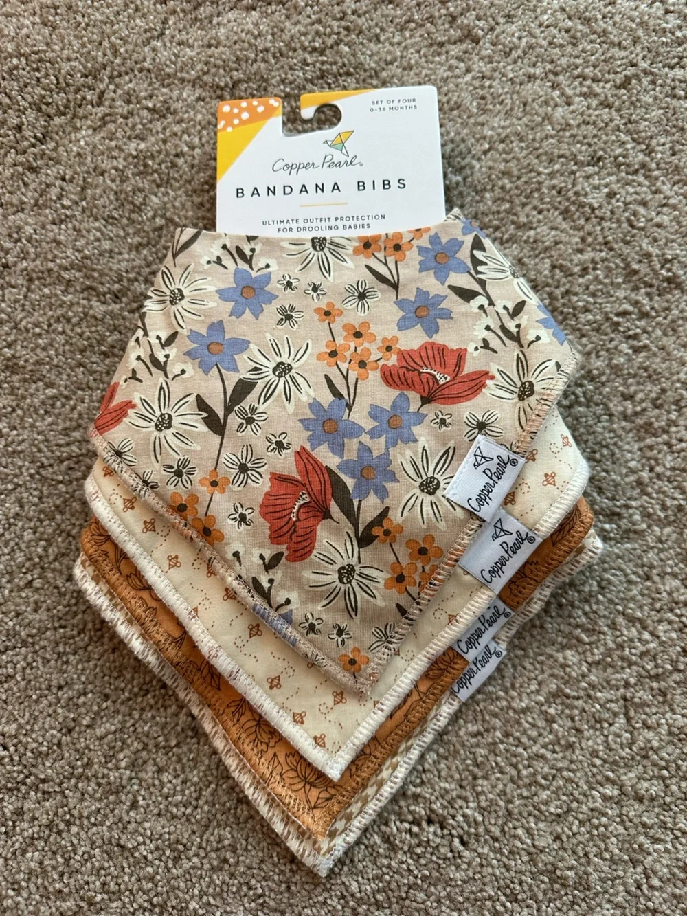 Copper Pearl Girl Bandana Bib Set of 4 🌼 NWT